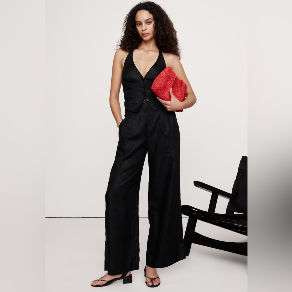 NWT Banana Republic Black Wide-Leg Pants